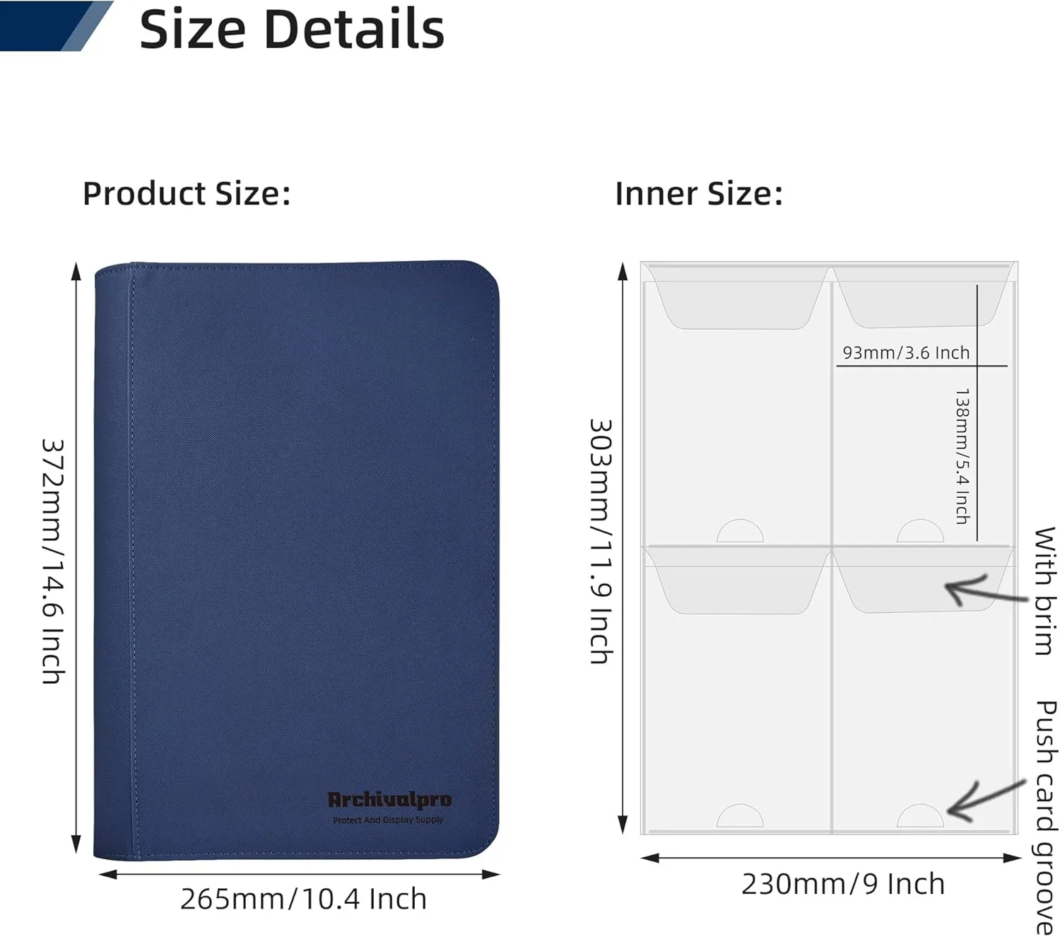 Premium 40 Graded Card Binder 4 Pockets Slap Binders Album Compatible with PSA, BGS, and SGC (Black)(Blue)
