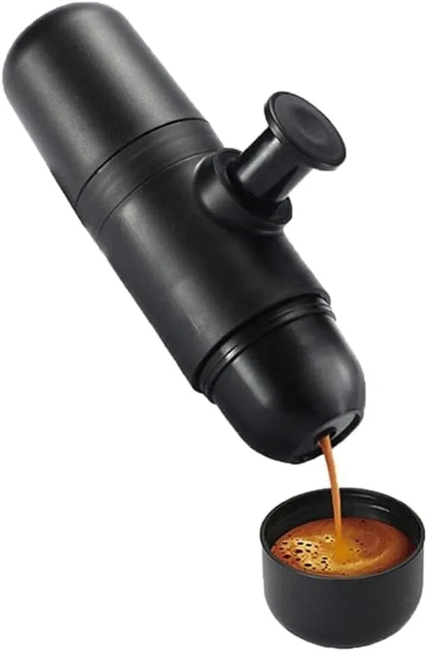 Pressure Portable Espresso Coffee Maker - Mini Travel Coffee Maker, Manually Operated, Compatible with Ground Coffee, Compact & Lightweight