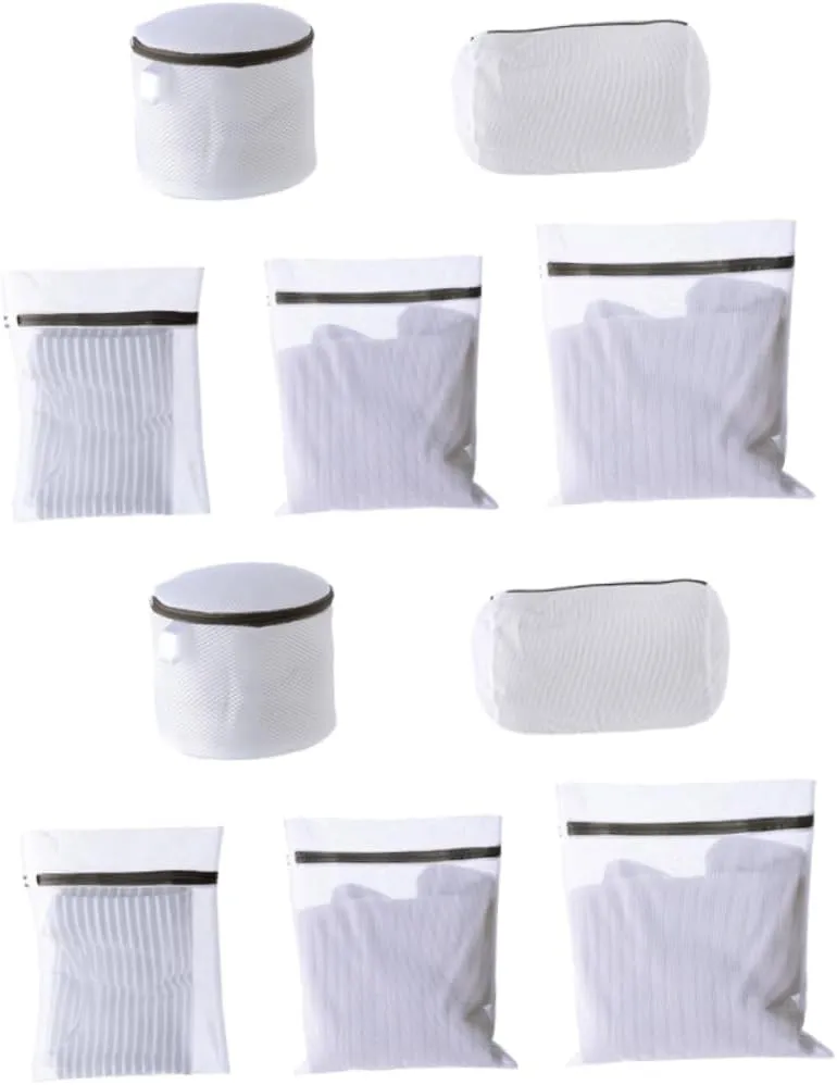 PRETYZOOM 5Pcs Mesh Laundry Bags Foldable Delicate Washing Net Clothes Washer Mesh for Travel Packing and Laundry Organization
