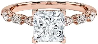 Princess Cut 10K 14K 18K Gold Moissanite Engagement Ring, 1 to 3.30 Ct Tacori Sculpted Diamond Ring Wedding Promise Ring, Moissanite Bridal Set, Women's Wedding Gifts