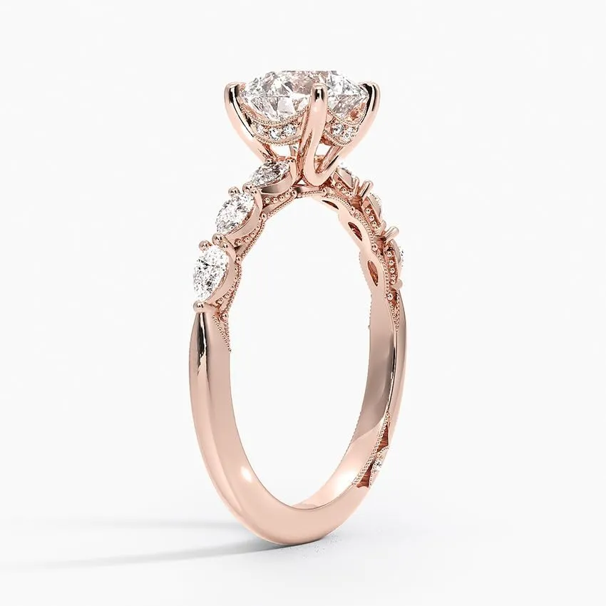 Princess Cut 10K 14K 18K Gold Moissanite Engagement Ring, 1 to 3.30 Ct Tacori Sculpted Diamond Ring Wedding Promise Ring, Moissanite Bridal Set, Women's Wedding Gifts