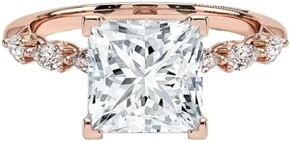 Princess Cut 10K 14K 18K Gold Moissanite Engagement Ring, 1 to 3.30 Ct Tacori Sculpted Diamond Ring Wedding Promise Ring, Moissanite Bridal Set, Women's Wedding Gifts