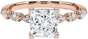 Princess Cut 10K 14K 18K Gold Moissanite Engagement Ring, 1 to 3.30 Ct Tacori Sculpted Diamond Ring Wedding Promise Ring, Moissanite Bridal Set, Women's Wedding Gifts