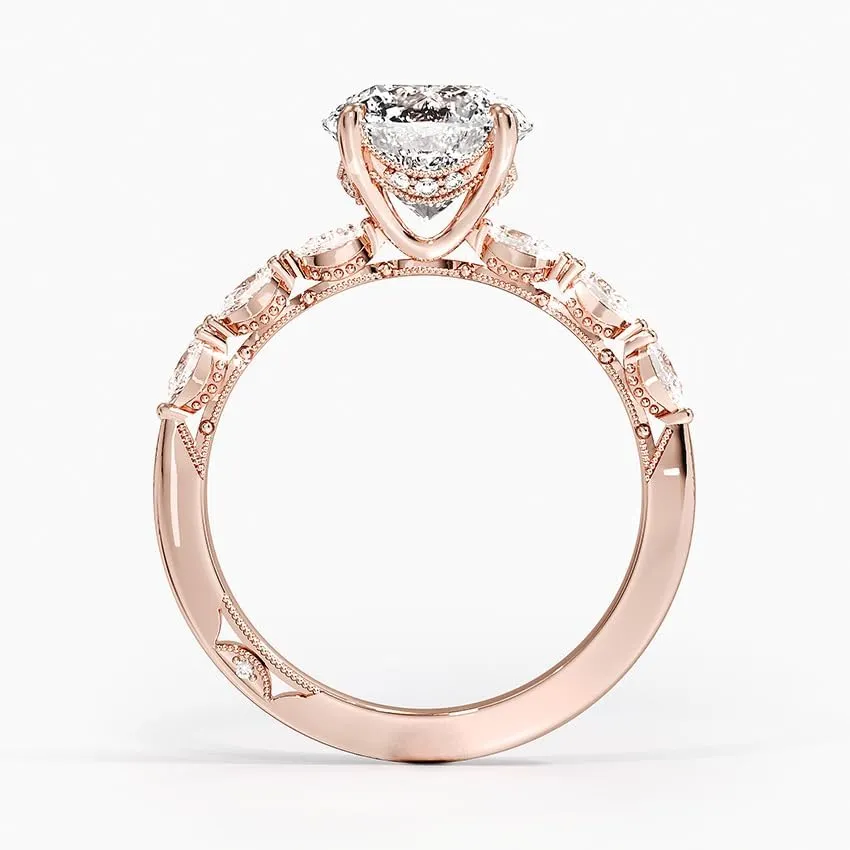 Princess Cut 10K 14K 18K Gold Moissanite Engagement Ring, 1 to 3.30 Ct Tacori Sculpted Diamond Ring Wedding Promise Ring, Moissanite Bridal Set, Women's Wedding Gifts