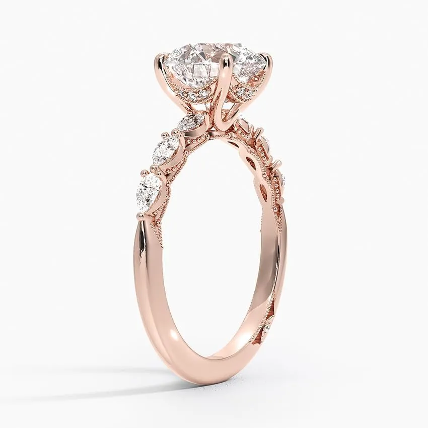 Princess Cut 10K 14K 18K Gold Moissanite Engagement Ring, 1 to 3.30 Ct Tacori Sculpted Diamond Ring Wedding Promise Ring, Moissanite Bridal Set, Women's Wedding Gifts