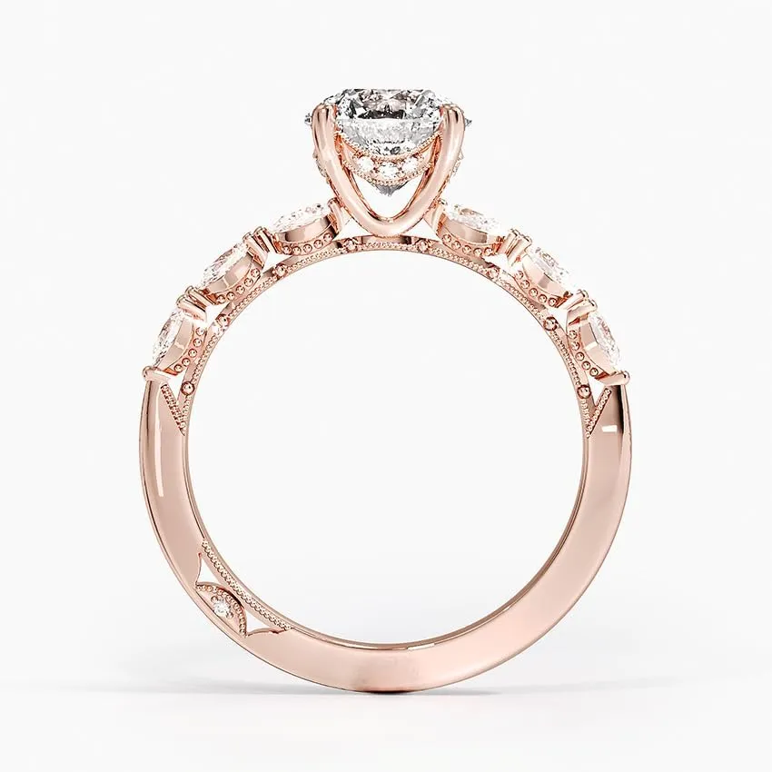 Princess Cut 10K 14K 18K Gold Moissanite Engagement Ring, 1 to 3.30 Ct Tacori Sculpted Diamond Ring Wedding Promise Ring, Moissanite Bridal Set, Women's Wedding Gifts