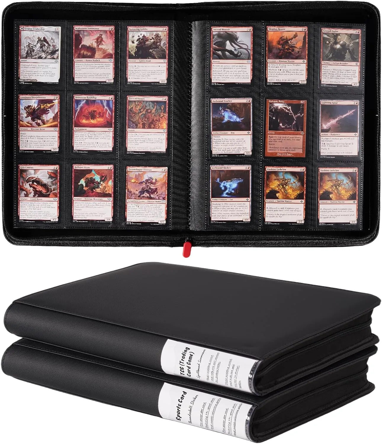 ProCase 2 Pack Trading Card Binder with Side Lable; Holds 360 Trading Card with 9 Pockets; Premium Zipper Card Collection binder Album Folder for Sports Cards, TCG, MTG, PKM -Black