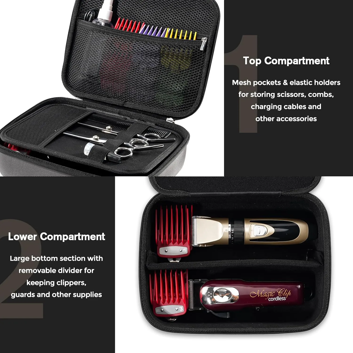 ProCase Hard Travel Case for Hair Clippers, Hair Cutting Barber Supplies Holder, Trimmer Organizer Storage Bag for Hatteker/Oneisal/Wahl 5Star/Andis Men Razor Guard Grooming Kits