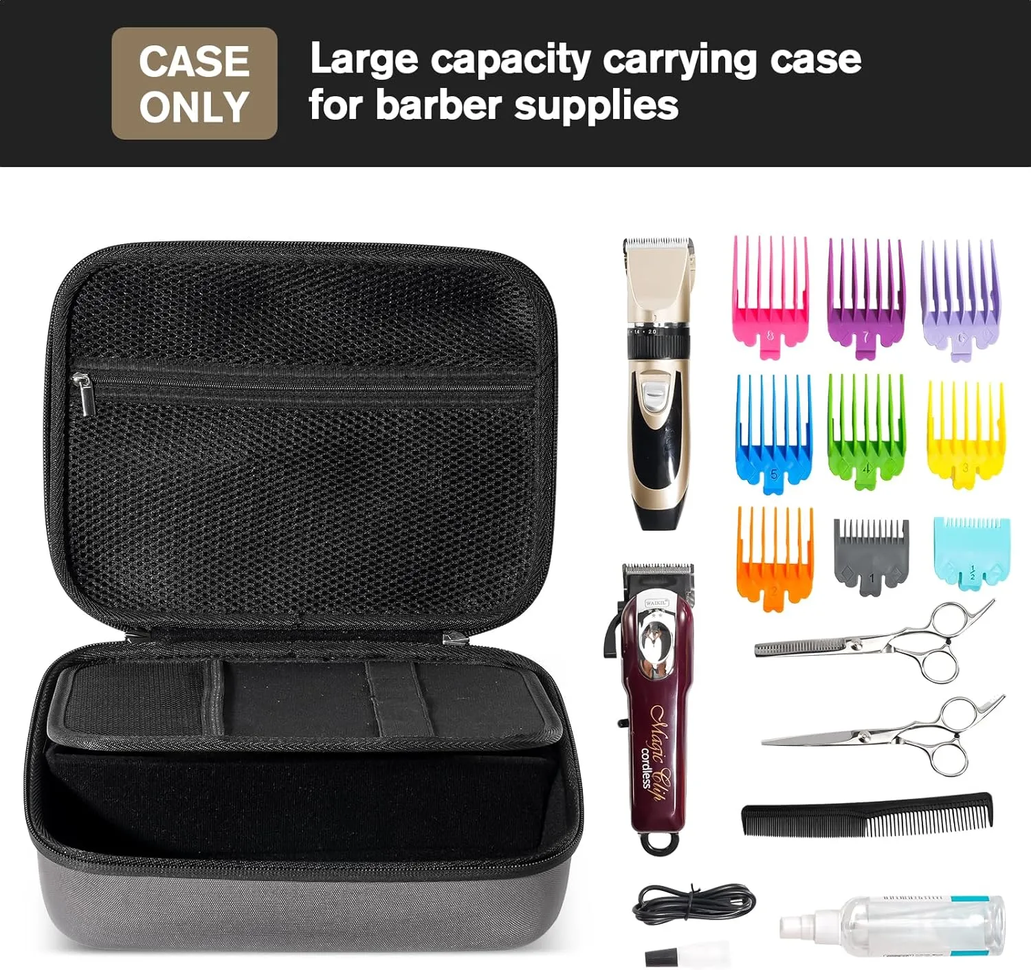 ProCase Hard Travel Case for Hair Clippers, Hair Cutting Barber Supplies Holder, Trimmer Organizer Storage Bag for Hatteker/Oneisal/Wahl 5Star/Andis Men Razor Guard Grooming Kits