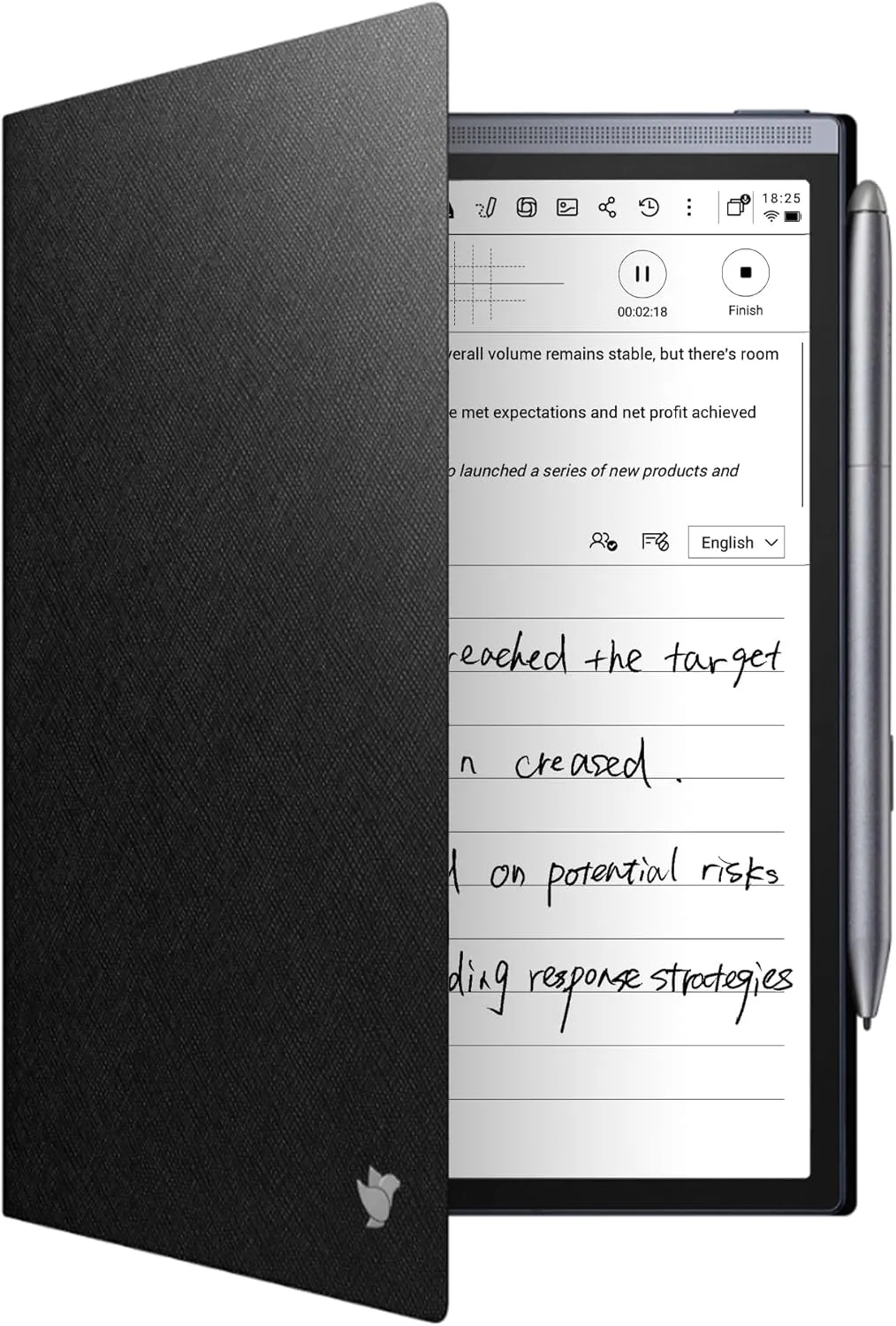 Protective Folio Case for iFLYTEK AINOTE Air2 Note-Taking Tablet 8.2", Premium PU Leather, Slim& Lightweight, Durable Cover with a Pen Clip for E-Ink Writing Tablet, Water and Dustproof, Black