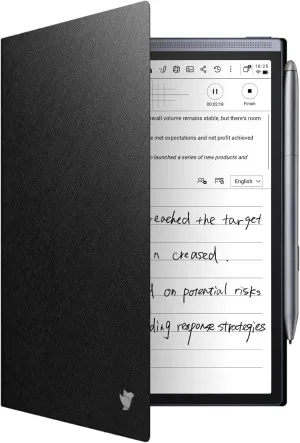 Protective Folio Case for iFLYTEK AINOTE Air2 Note-Taking Tablet 8.2", Premium PU Leather, Slim& Lightweight, Durable Cover with a Pen Clip for E-Ink Writing Tablet, Water and Dustproof, Black