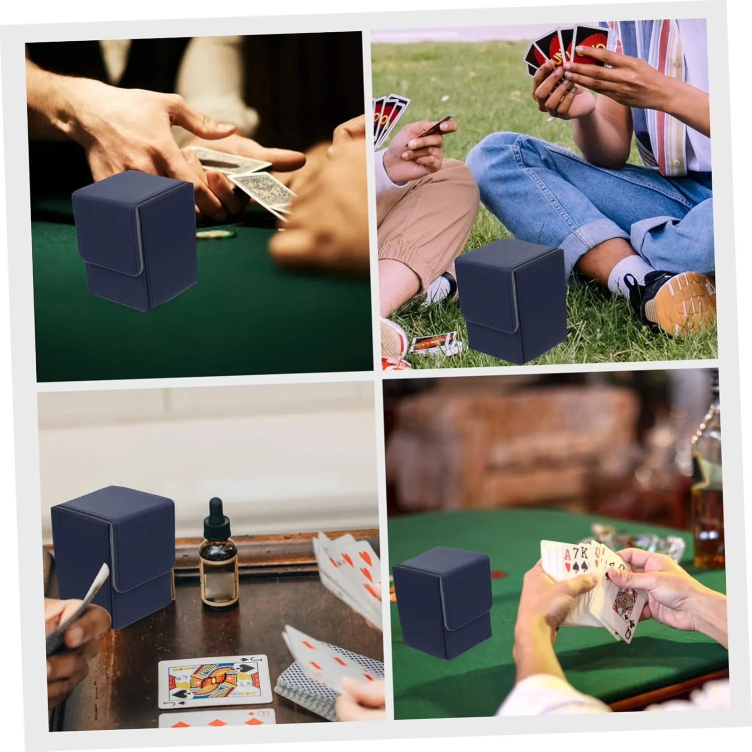 Pu Leather Playing Card Storage Case Compact Scratch-resistant Organizer for Trading Cards Smooth Edges Portable Design for Home Supplies and Outdoor Use