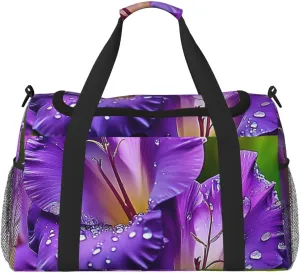 Purple Lily Flowers Travel Duffel Bag Tote Bag Sports Gym Bag For Women And Men