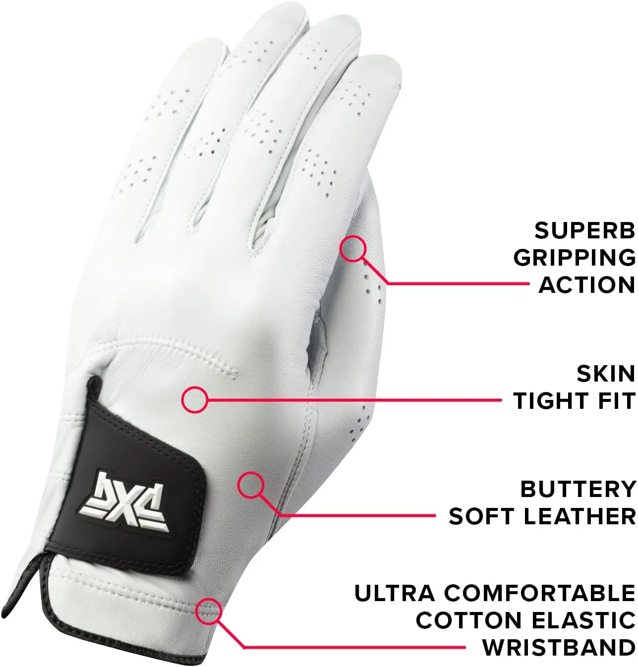 PXG Men's Players Tour Golf Glove - 100% Cabretta Leather with Cotton-Based Elastic Wristband
