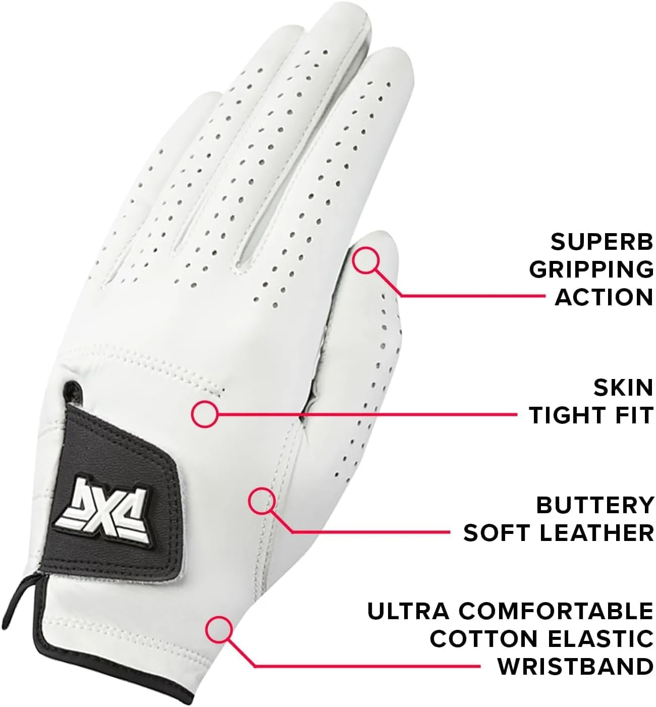 PXG Women's Players Tour Golf Glove - 100% Cabretta Leather with Cotton-Based Elastic Wristband