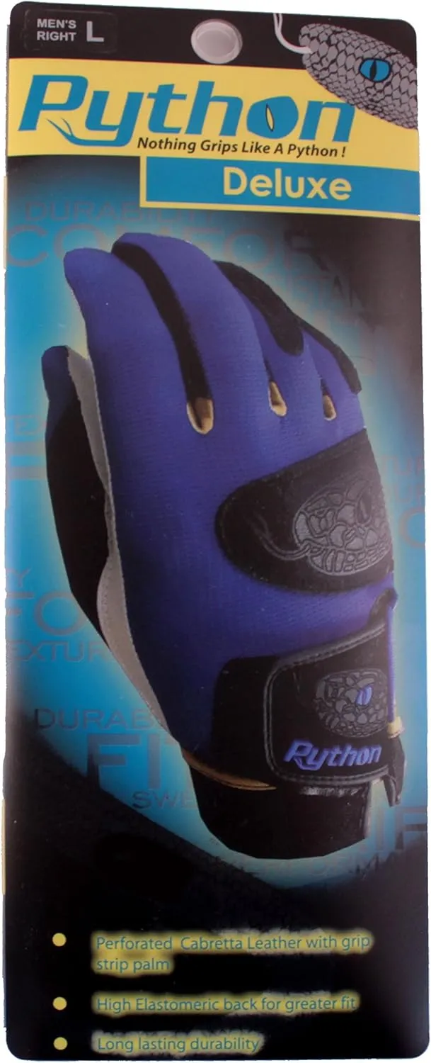 Python Deluxe Racquetball/Pickleball Glove - Right and Left Hand - for Men,Women, Junior - Perforated Cabretta Leather for Breathability & Sweat Resistance