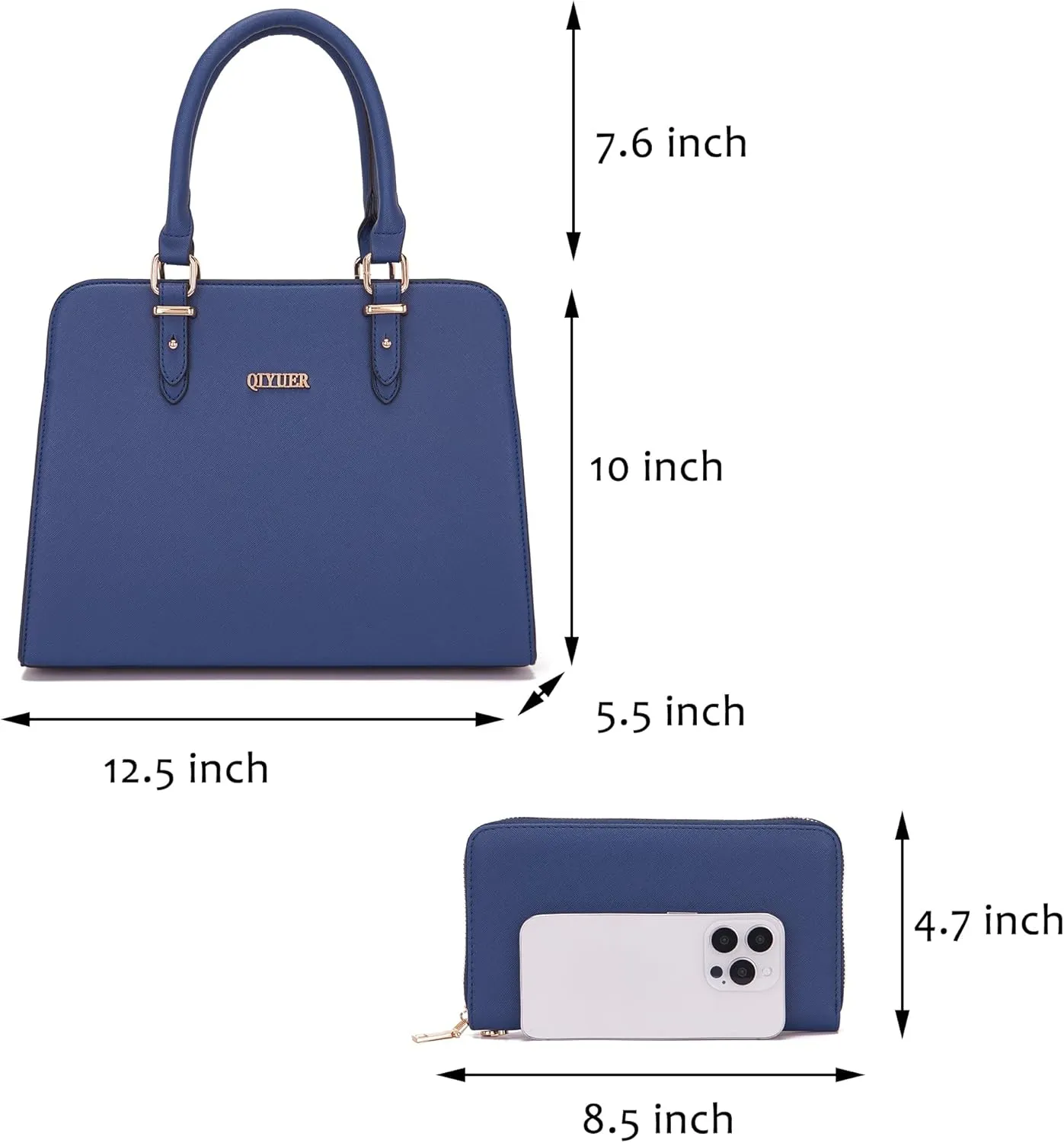 Qiyuer Satchel Purses For Women Top Handle Bag Purse And Wallet Set Work Tote Bags 2pcs