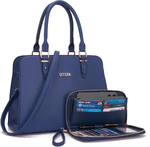 Qiyuer Satchel Purses For Women Top Handle Bag Purse And Wallet Set Work Tote Bags 2pcs