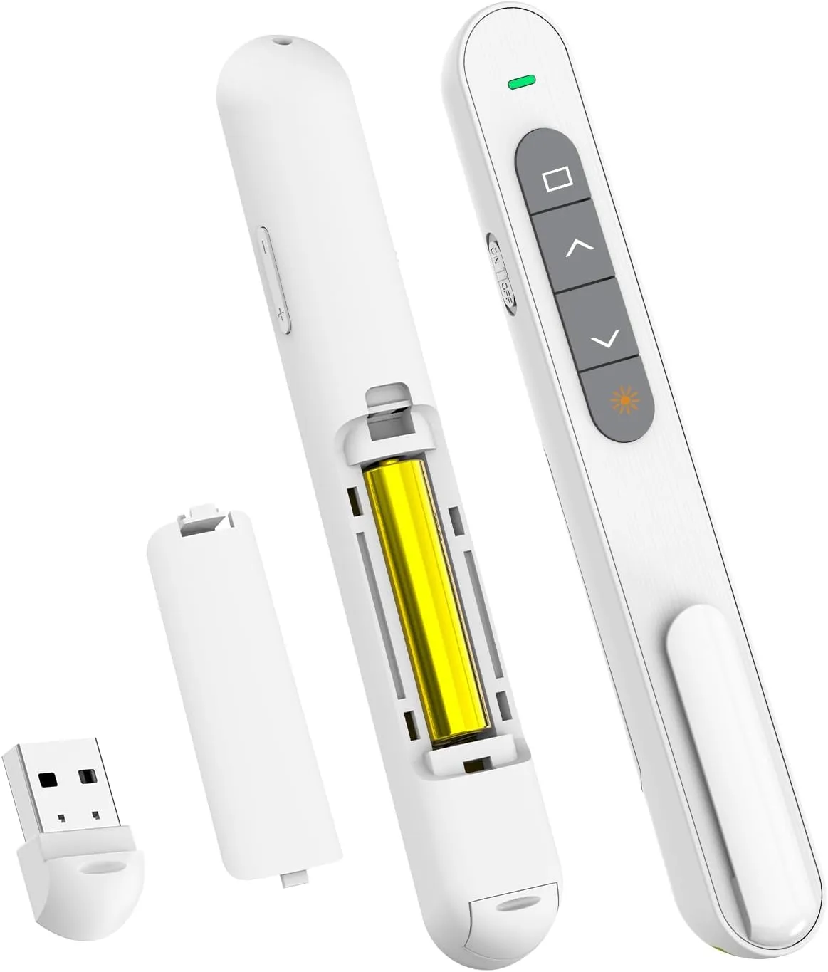 QUI Presentation Clicker Hyperlink Volume Control Wireless Presenter, PowerPoint Clicker RF 2.4GHz USB Presentation Remote Control, PowerPoint Slide Advancer for Mac/PC/Laptop/Keynote