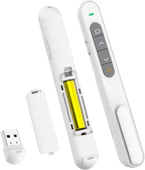 QUI Presentation Clicker Hyperlink Volume Control Wireless Presenter, PowerPoint Clicker RF 2.4GHz USB Presentation Remote Control, PowerPoint Slide Advancer for Mac/PC/Laptop/Keynote