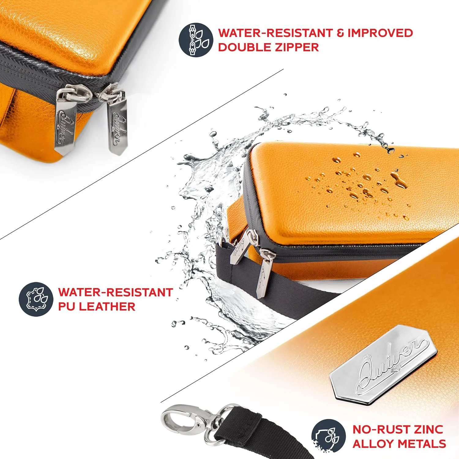 Quiver Time Orange Quiver Card Carrying Case - TCG Cards Deck Box Holder for Trading Cards, MTG Bag Playing Card Case ( Wrist & Shoulder Strap, Dividers, Separators, Corner Pads   100 Apollo Sleeves)