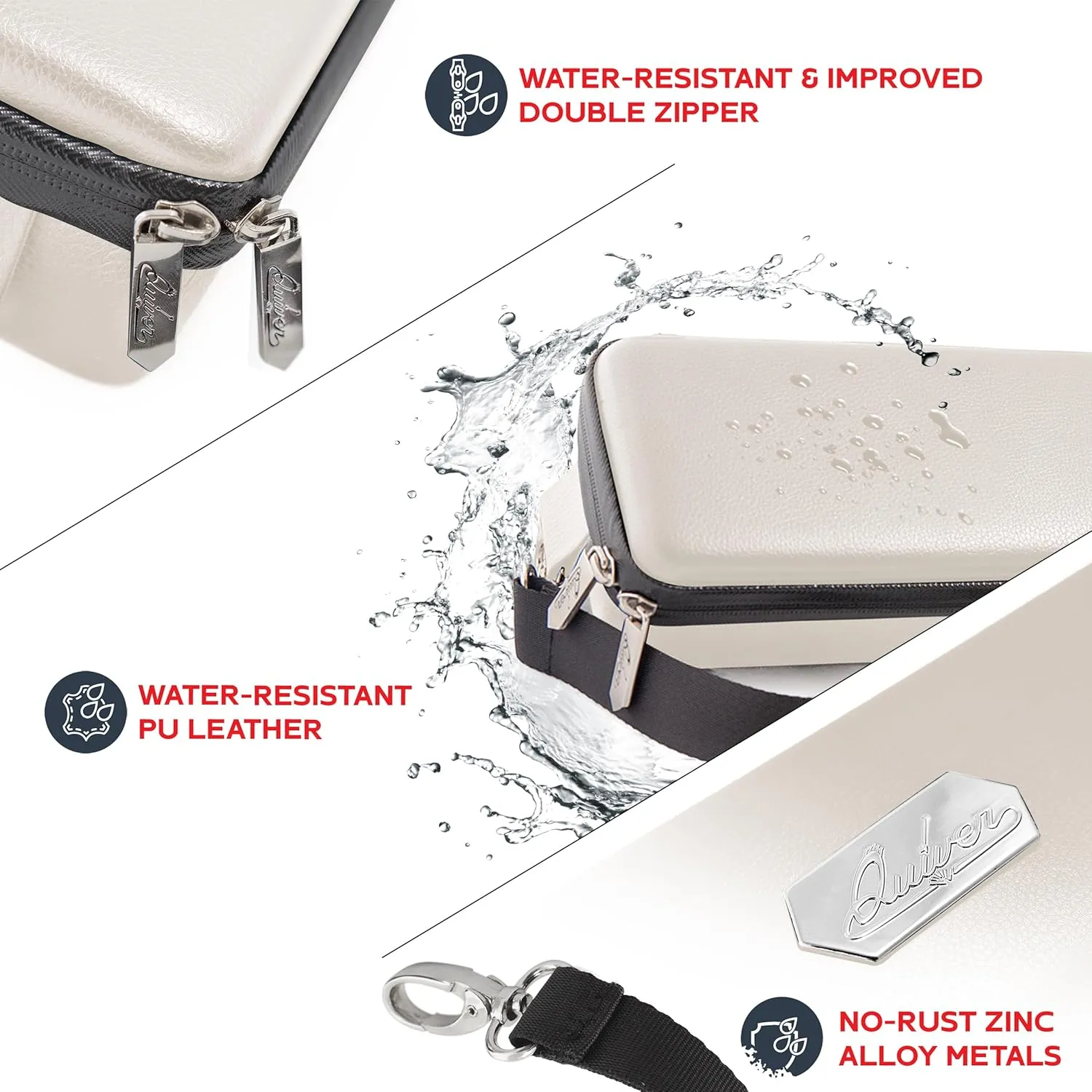 Quiver Time White Quiver Card Carrying Case - TCG Cards Deck Box Holder for Trading Cards, MTG Bag Playing Card Case ( Wrist & Shoulder Strap, Dividers, Separators, Corner Pads   100 Apollo Sleeves)