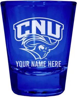 R and R Imports Christopher Newport Captains Customizable Engraved Full Color 2oz Shot Glass Blue Officially Licensed Collegiate Product 2-Pack