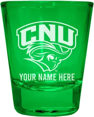 R and R Imports Christopher Newport Captains Customizable Engraved Full Color 2oz Shot Glass Green Officially Licensed Collegiate Product 4-Pack