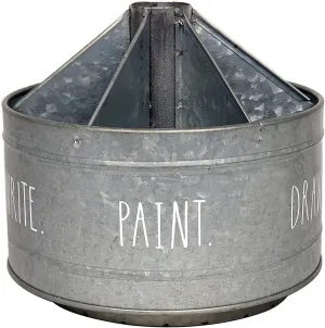 Rae Dunn Rotating Decorative Organizer – Galvanized Steel Desktop Stationary Spinner Holder - 6 Compartment Round Pen and Pencil Cup - Office, Home and Art Supplies - Rae Dunn by Designstyles