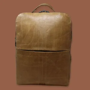 Raghav Beige Genuine Leather Backpack-Gs