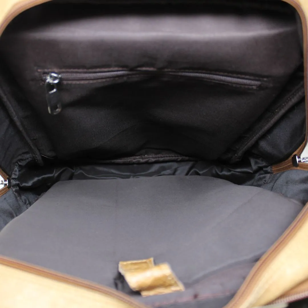 Raghav Beige Genuine Leather Backpack-Gs