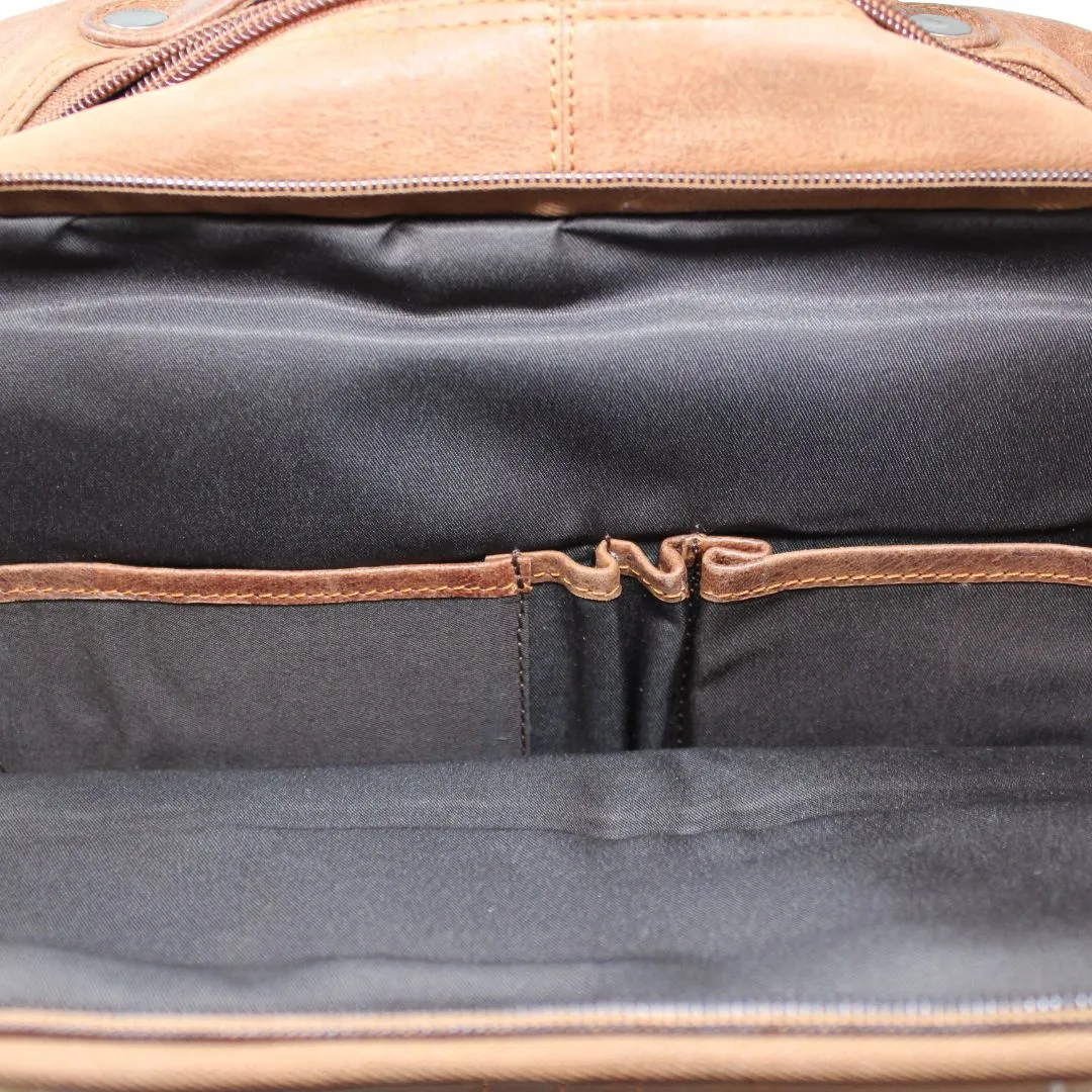 Raghav Tan Genuine Leather Backpack-Gs