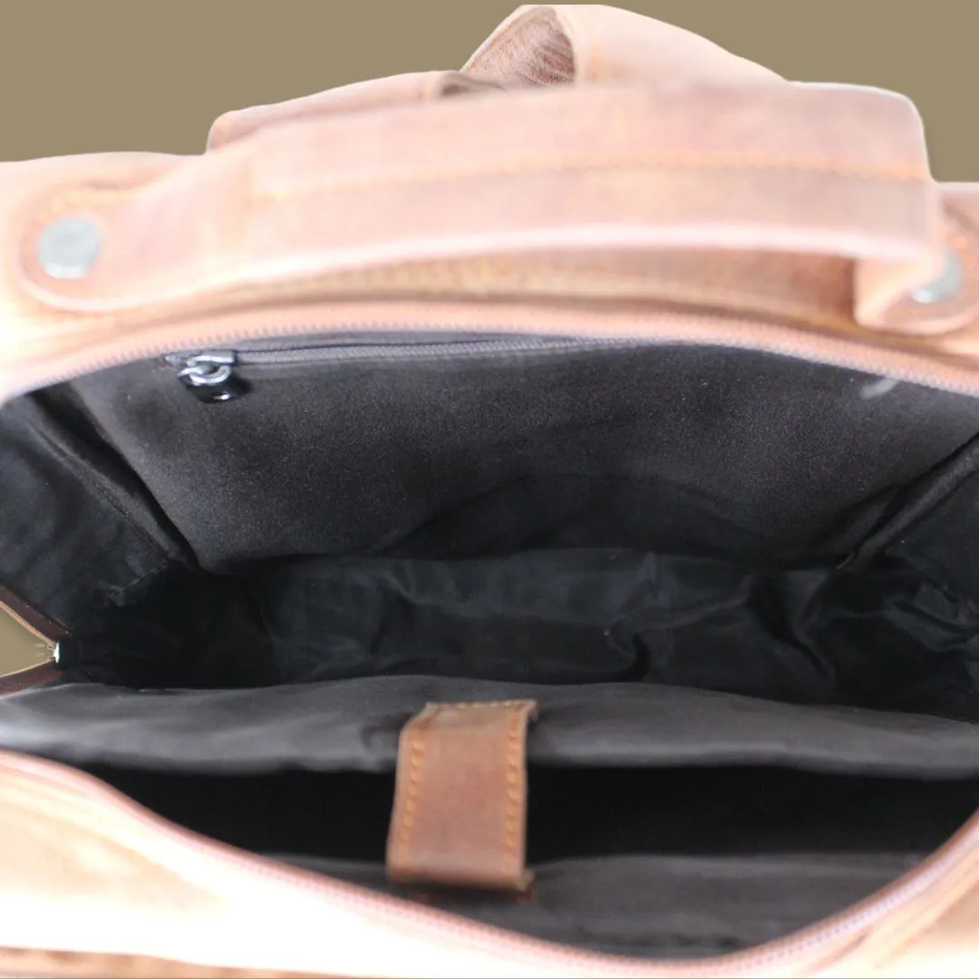 Raghav Tan Genuine Leather Backpack-Gs