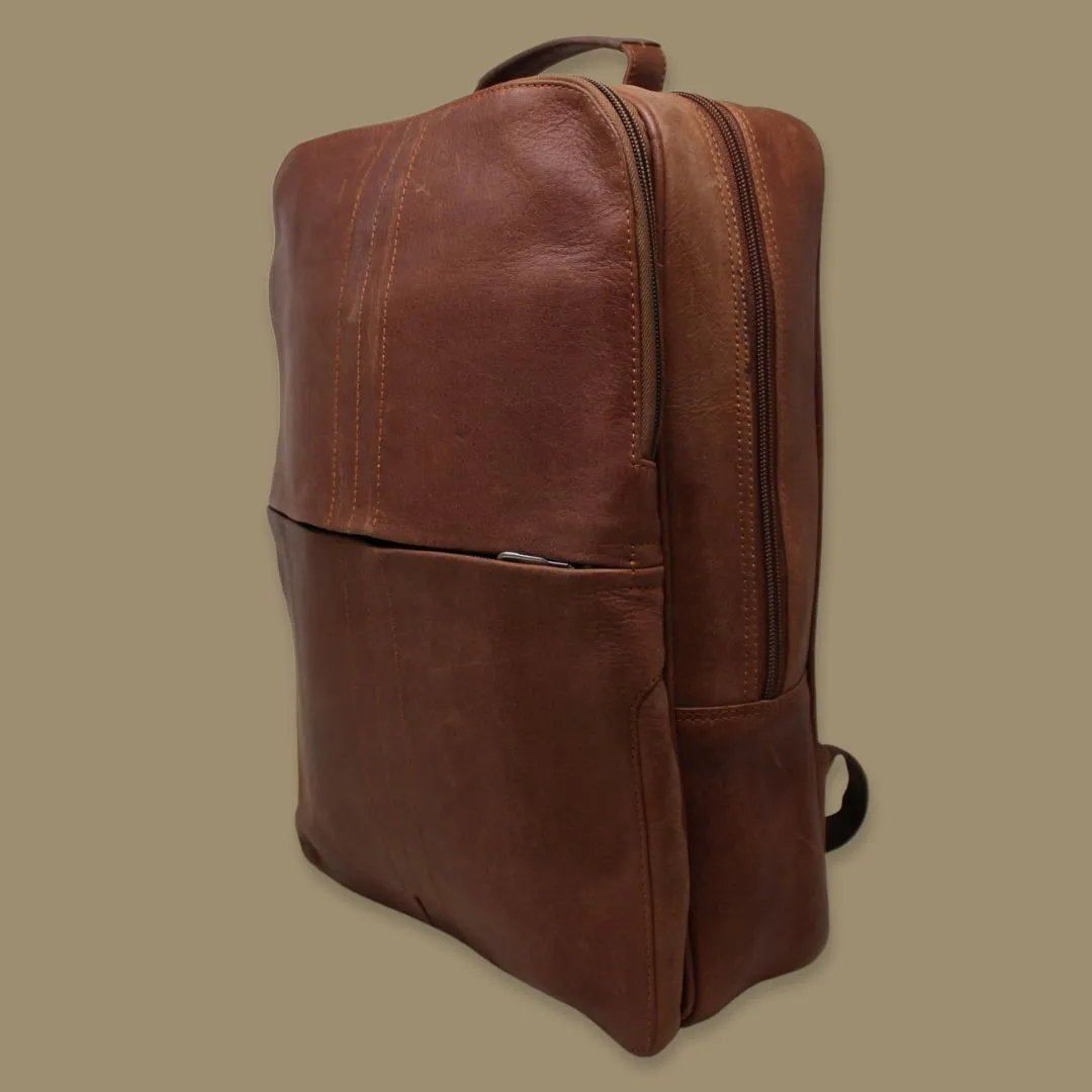 Raghav Tan Genuine Leather Backpack-Gs