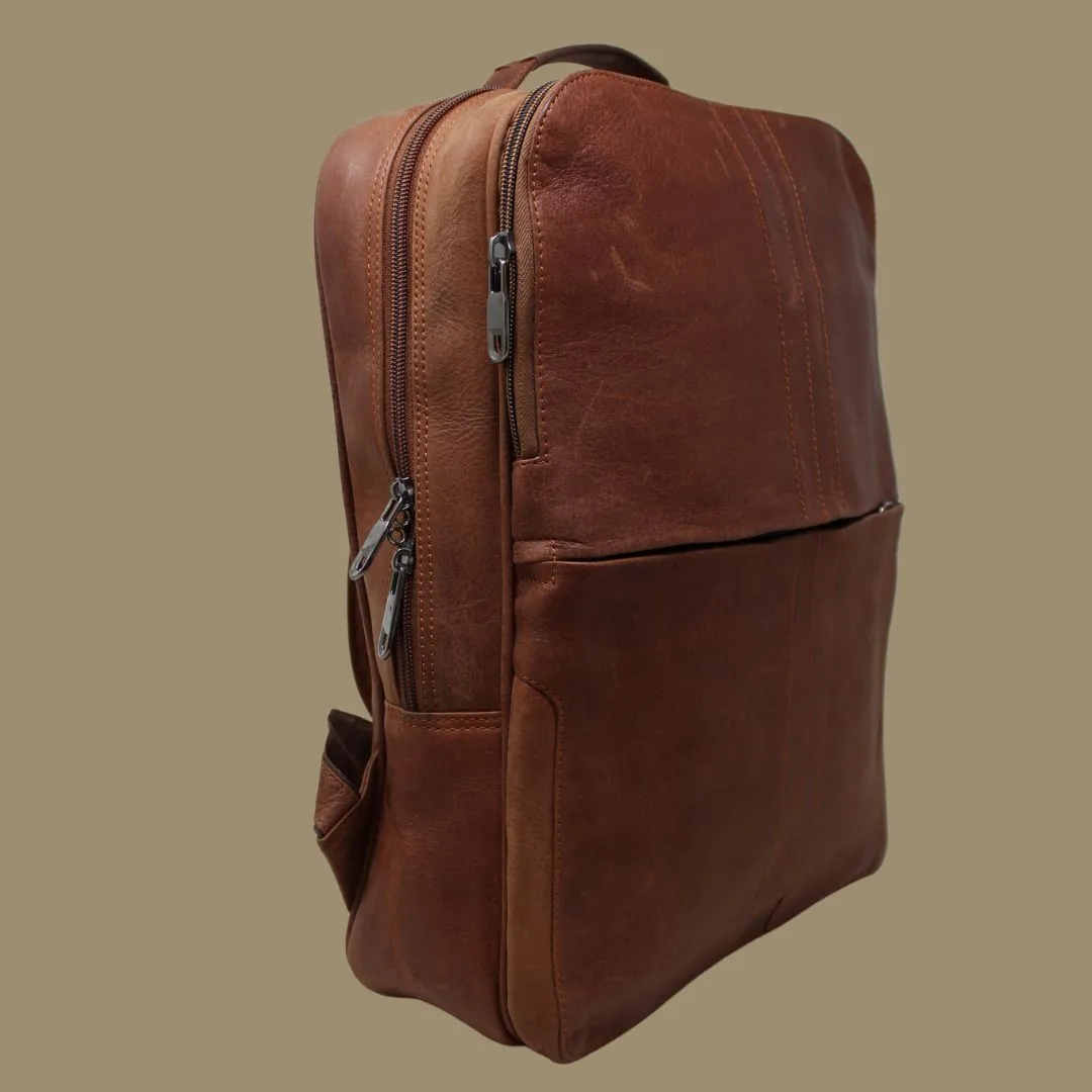 Raghav Tan Genuine Leather Backpack-Gs