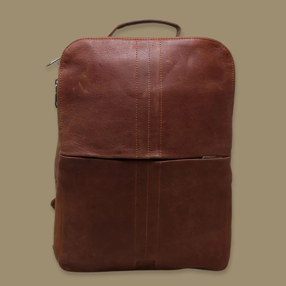 Raghav Tan Genuine Leather Backpack-Gs