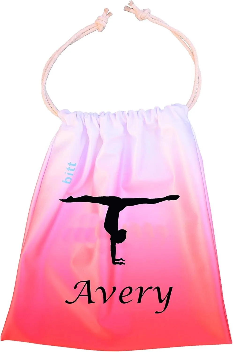 RAPHARY Gymnastics Grip Bag with Gymnast Handstand in Ombre Colors - Customized Bag, Swarovski Crystals Options (Red Ombre)