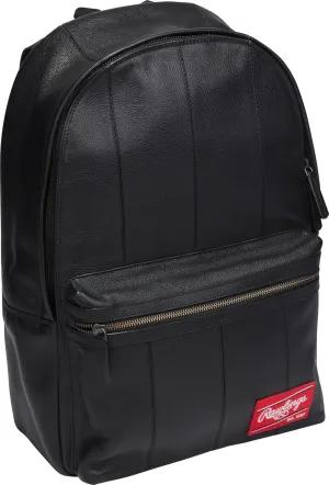 Rawlings Men's Leather Backpack Collection Strike Out, Black, 5" x 12" x 17.5"
