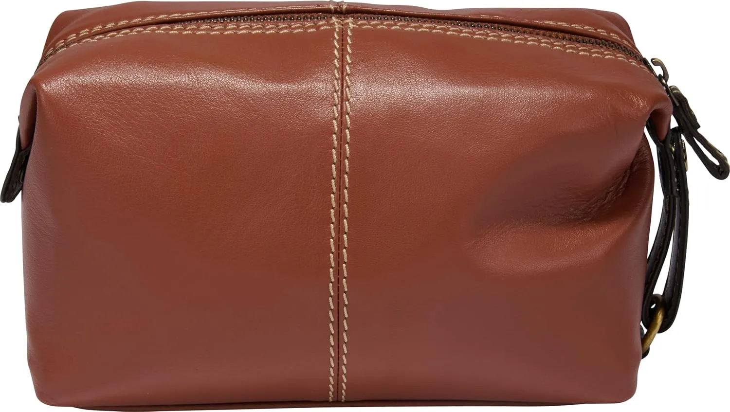 Rawlings Travel Kit Toiletry Bag Collection | Leather 4" x 8" x 4.75", Tan | Wild Card