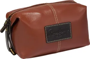 Rawlings Travel Kit Toiletry Bag Collection | Leather 4" x 8" x 4.75", Tan | Wild Card