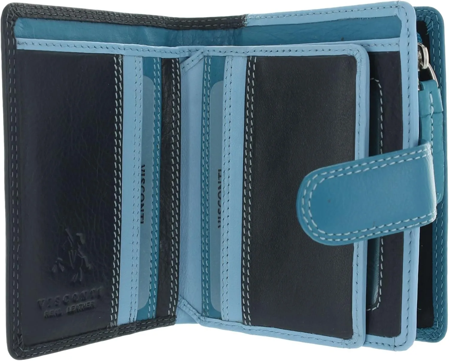 RB40 Multi Colored Navy/Prays/Sky Blue Small Soft Leather Ladies Wallet & Purse