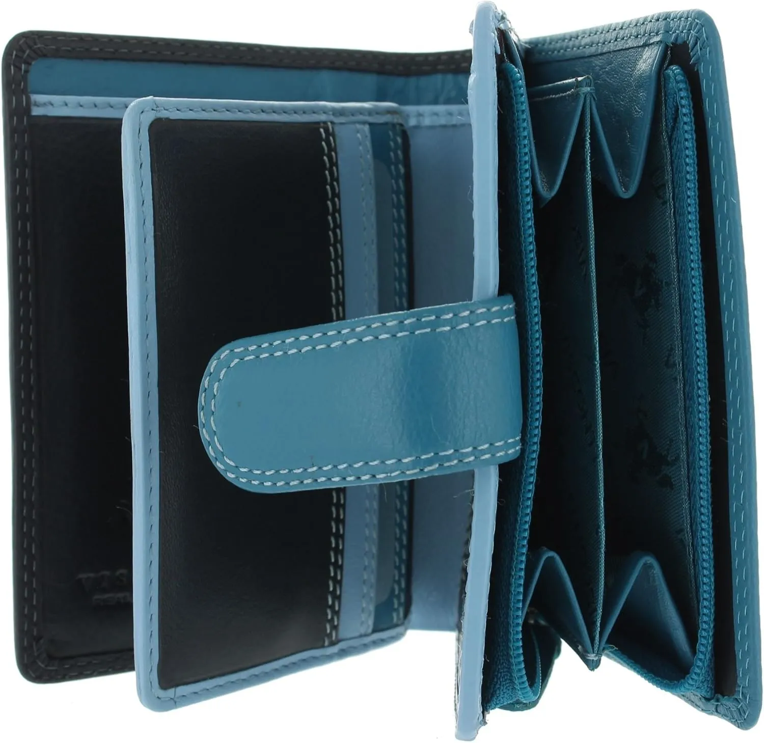 RB40 Multi Colored Navy/Prays/Sky Blue Small Soft Leather Ladies Wallet & Purse