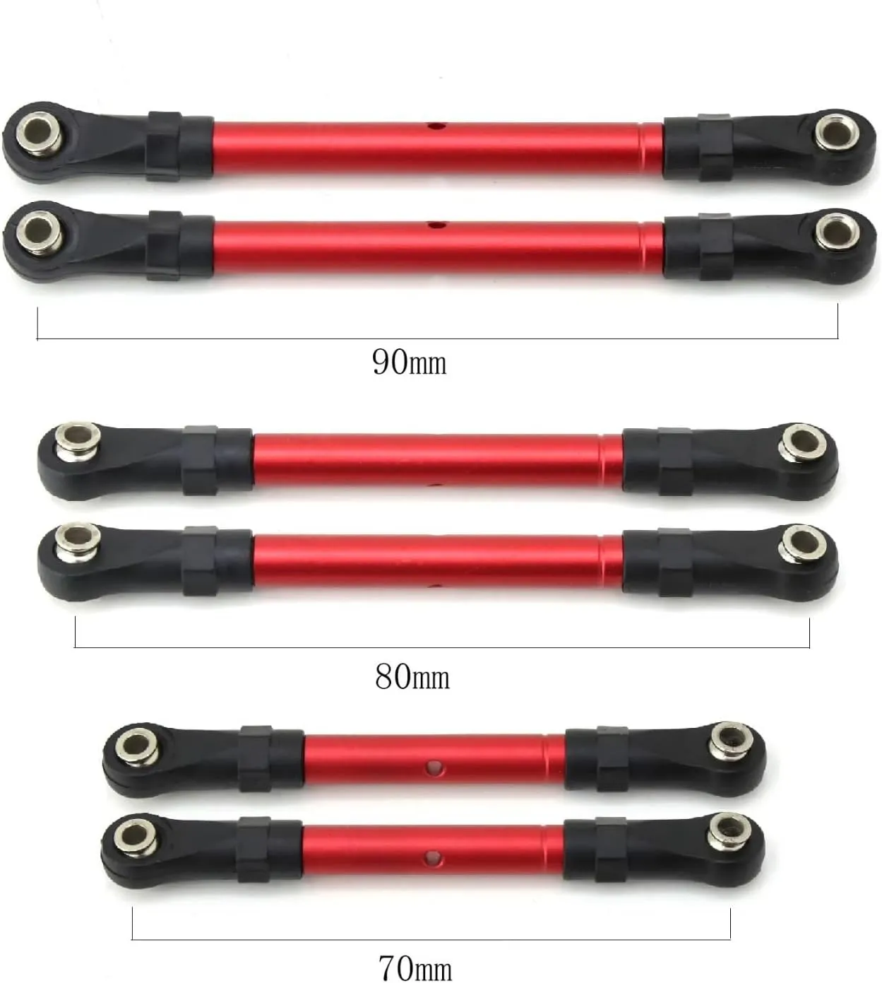 RC Car Accessories for Traxxas for Slash for Hoss for Rustler for Stampede 4x4 1/10 Metal Turnbuckles Pull Rod Link Rod Steering Rod Set RC Car Upgrade Parts(Red)