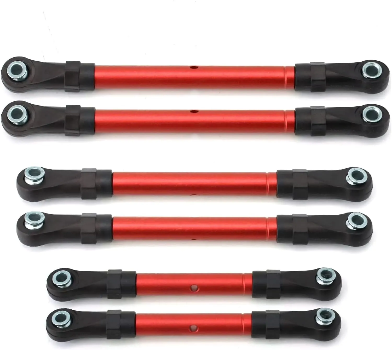 RC Car Accessories for Traxxas for Slash for Hoss for Rustler for Stampede 4x4 1/10 Metal Turnbuckles Pull Rod Link Rod Steering Rod Set RC Car Upgrade Parts(Red)