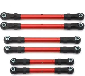 RC Car Accessories for Traxxas for Slash for Hoss for Rustler for Stampede 4x4 1/10 Metal Turnbuckles Pull Rod Link Rod Steering Rod Set RC Car Upgrade Parts(Red)