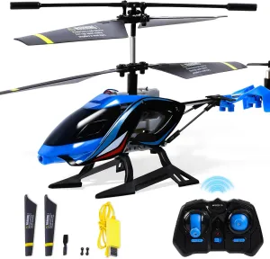 RC Helicopter, 2.4G Remote Control Helicopter with LED Lights, Sky Rover Vigilante, Indoor Outdoor Remote Control Helicóptero Toy for 8 9 10 11 12  Year Old Boys Gifts, Blue