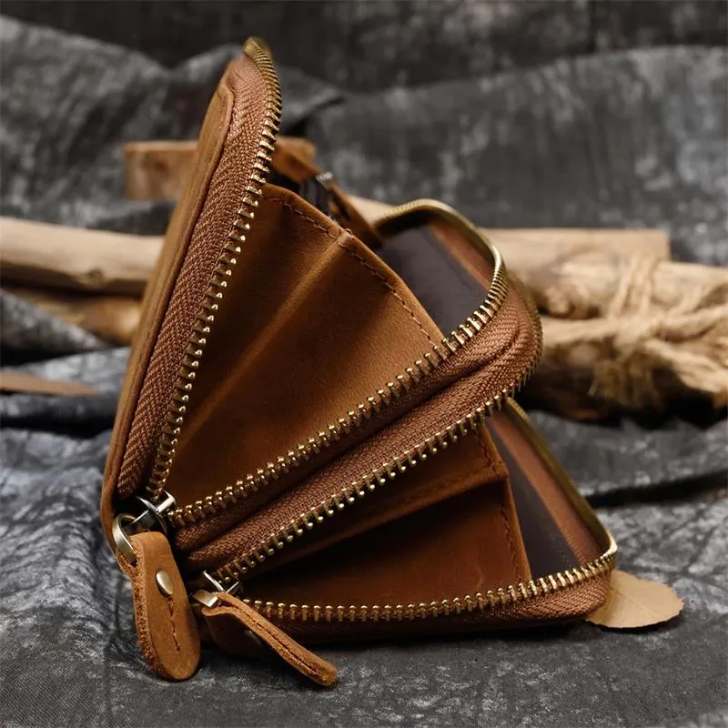 Realaiot Double Zipper Women Men Long Wallet Vintage Leather Male Clutch Purse Man Phone Card Coin 100% Genuine Leather Men Wallet
