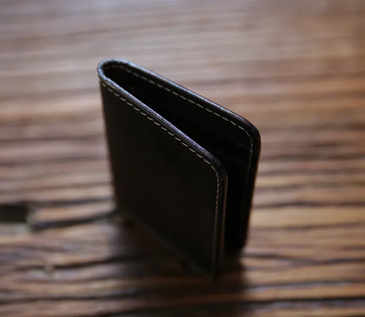 Realaiot Genuine Leather Credit Card Holder For Men Vintage Short Handmade Bifold Slim Small Man Wallet Purse Driver License Case