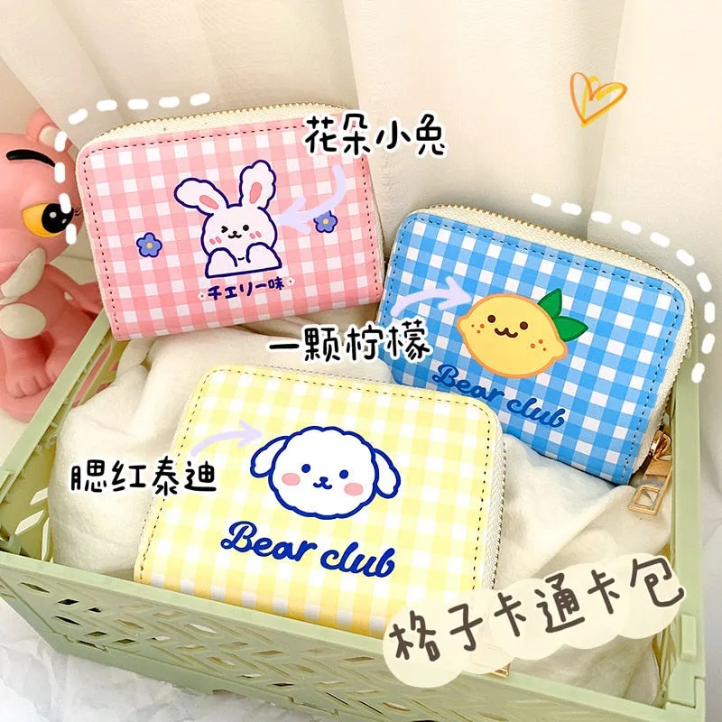 Realaiot Women Short Cute Wallet Korean Cartoon Cute Bear Small Mini Coin Wallet Purse Clutch Card Cash Organizer Money Bag Purse Wallet