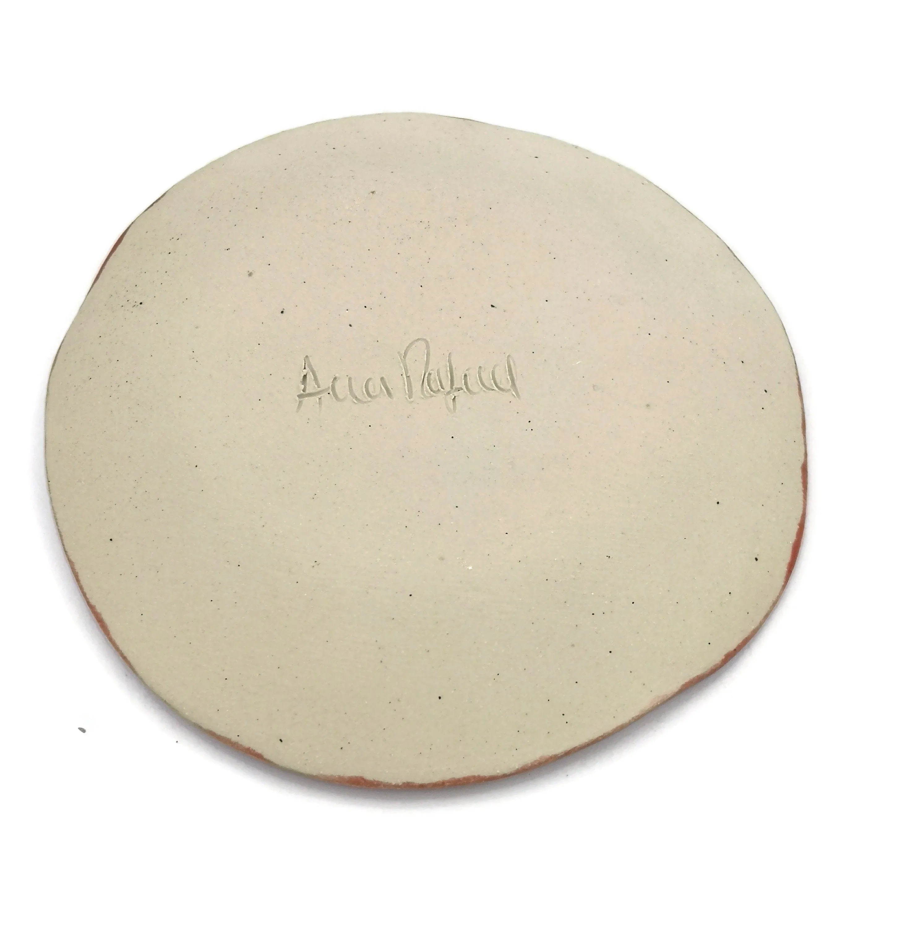 Red Handmade Ceramic Plate with Lace Texture – Unique Happy Birthday Gift